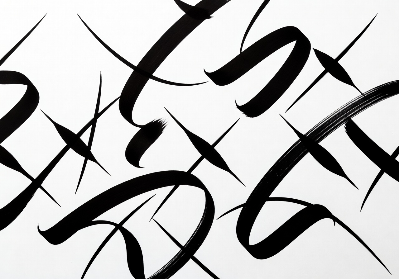 Calligraphy brush strokes representing intentional craftsmanship