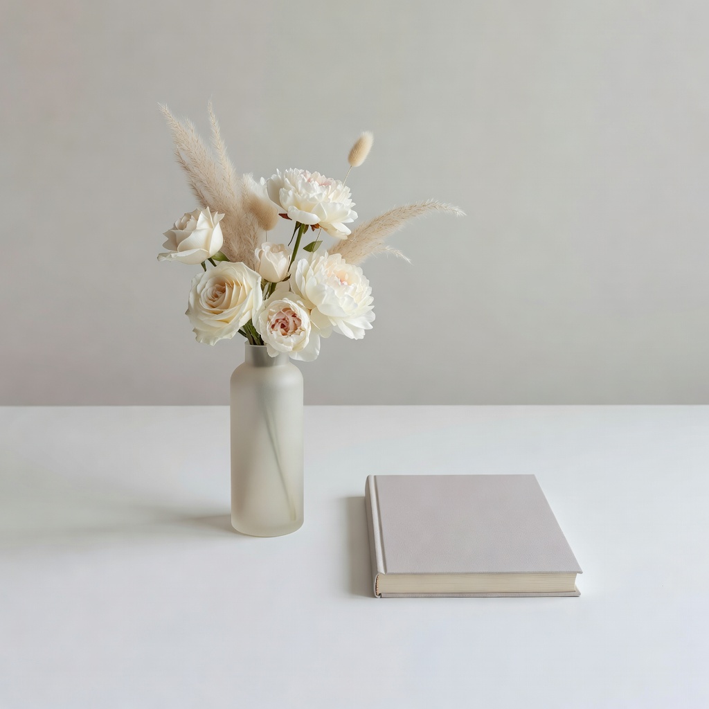 Still life with vase and book